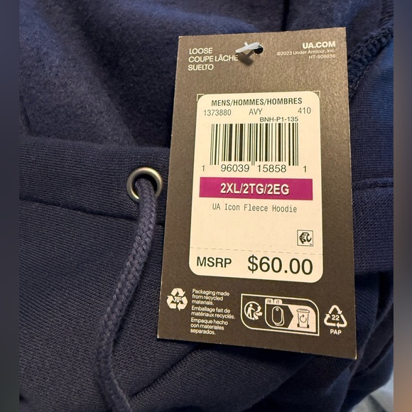 NWT Under Armour Men's Dark Blue Hoodie - Picture 5 of 5